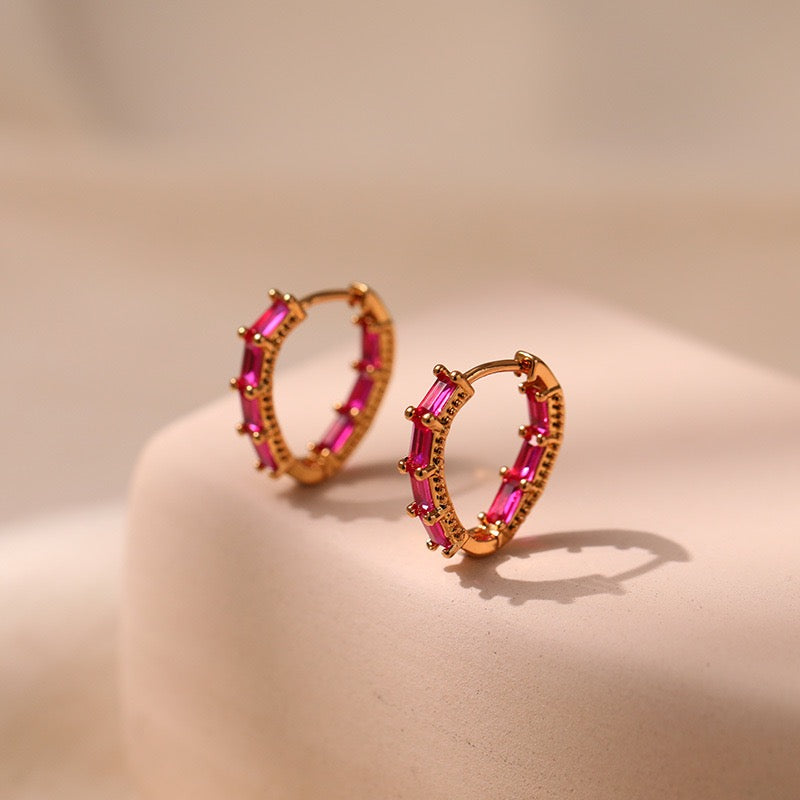 Colorful zircon hoops