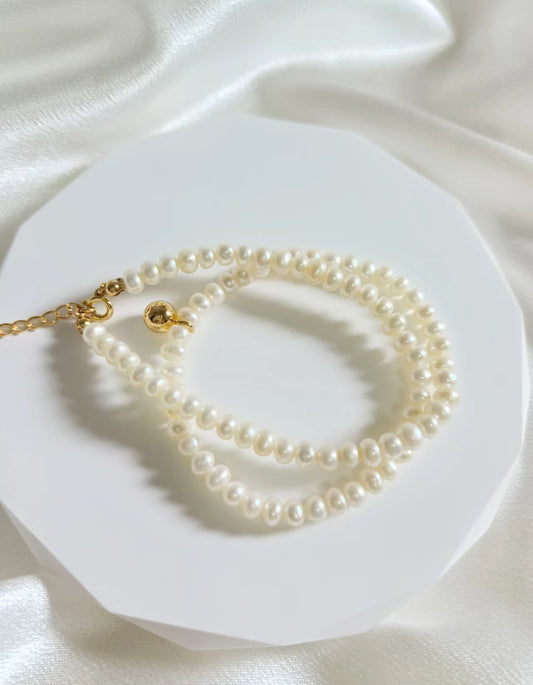 Little golden ball freshwater pearls necklace