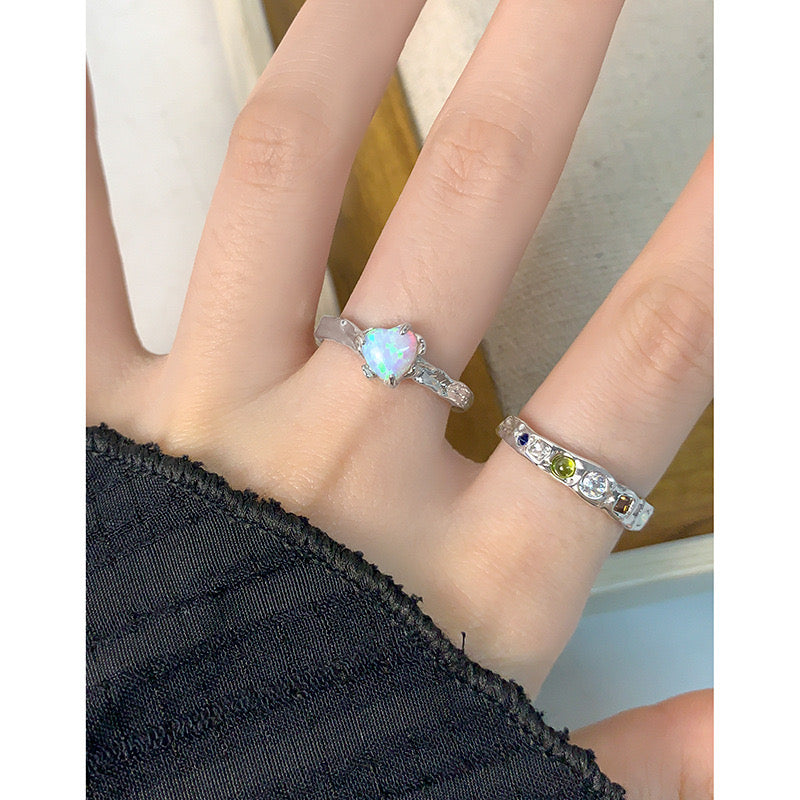 opal heart rings