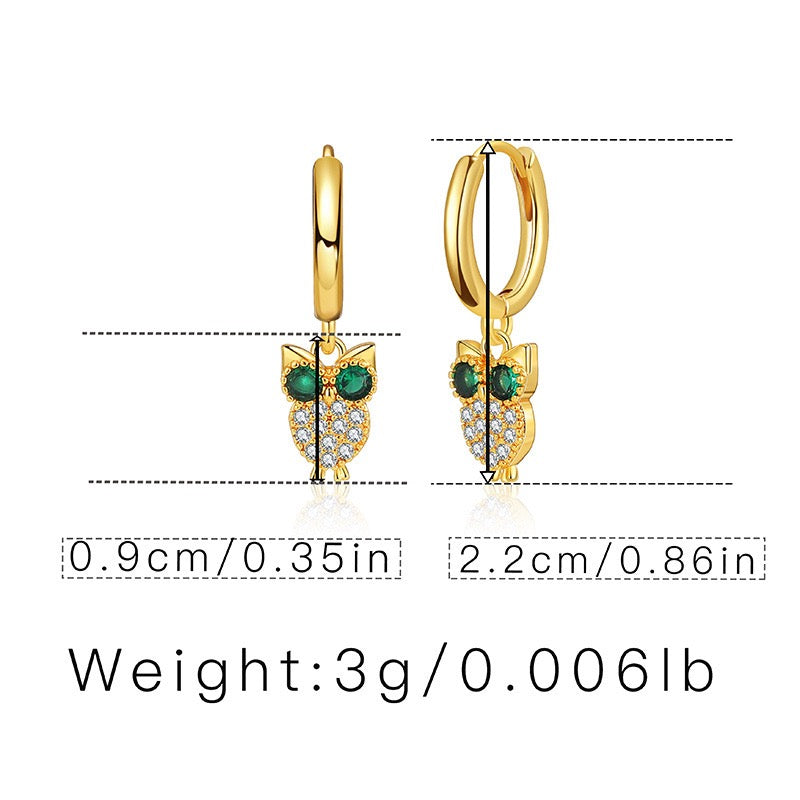 Owl gold plated hoops