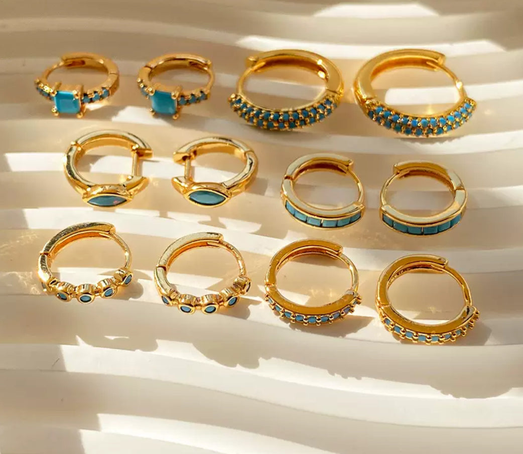 Blue turquoise hoops collection