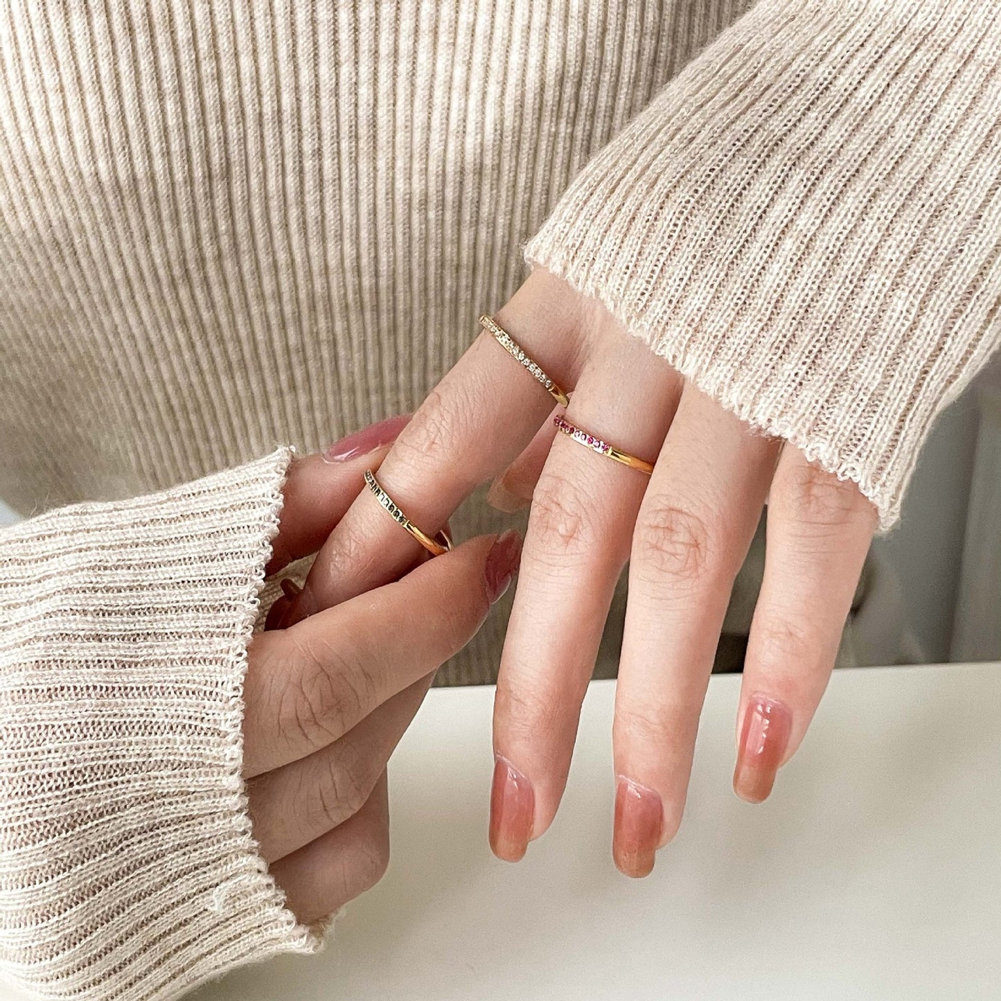 Dainty skinny zircon rings