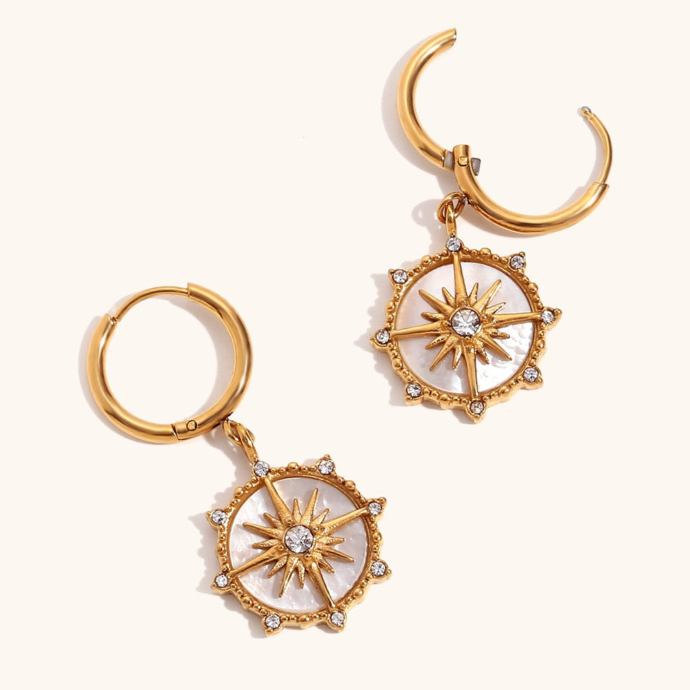 Asterisk mother of pearl hoops