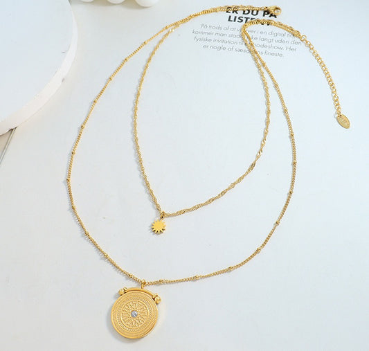 Double layer wheel necklace