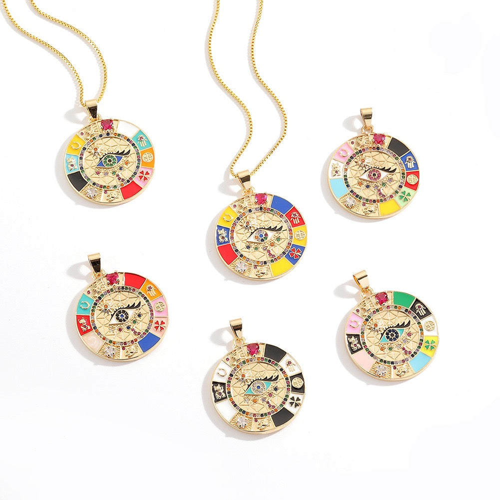 Zirxon eyes wheels necklaces