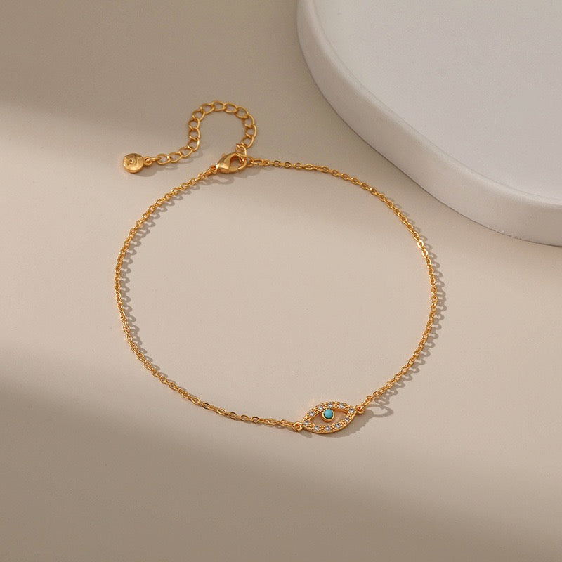 Gold plated eye anklets