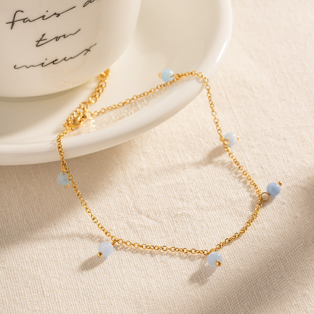 Blue foggy stone anklets