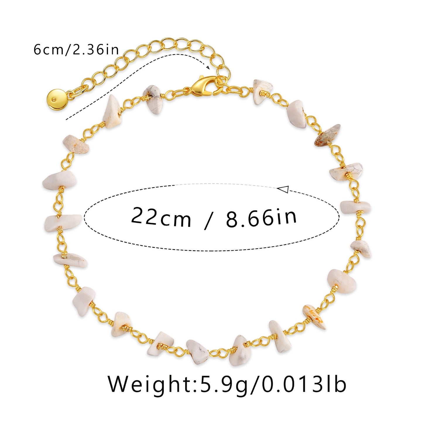 White natural stones anklets