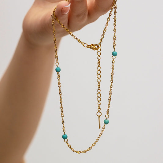 Blue turquoise beady necklace