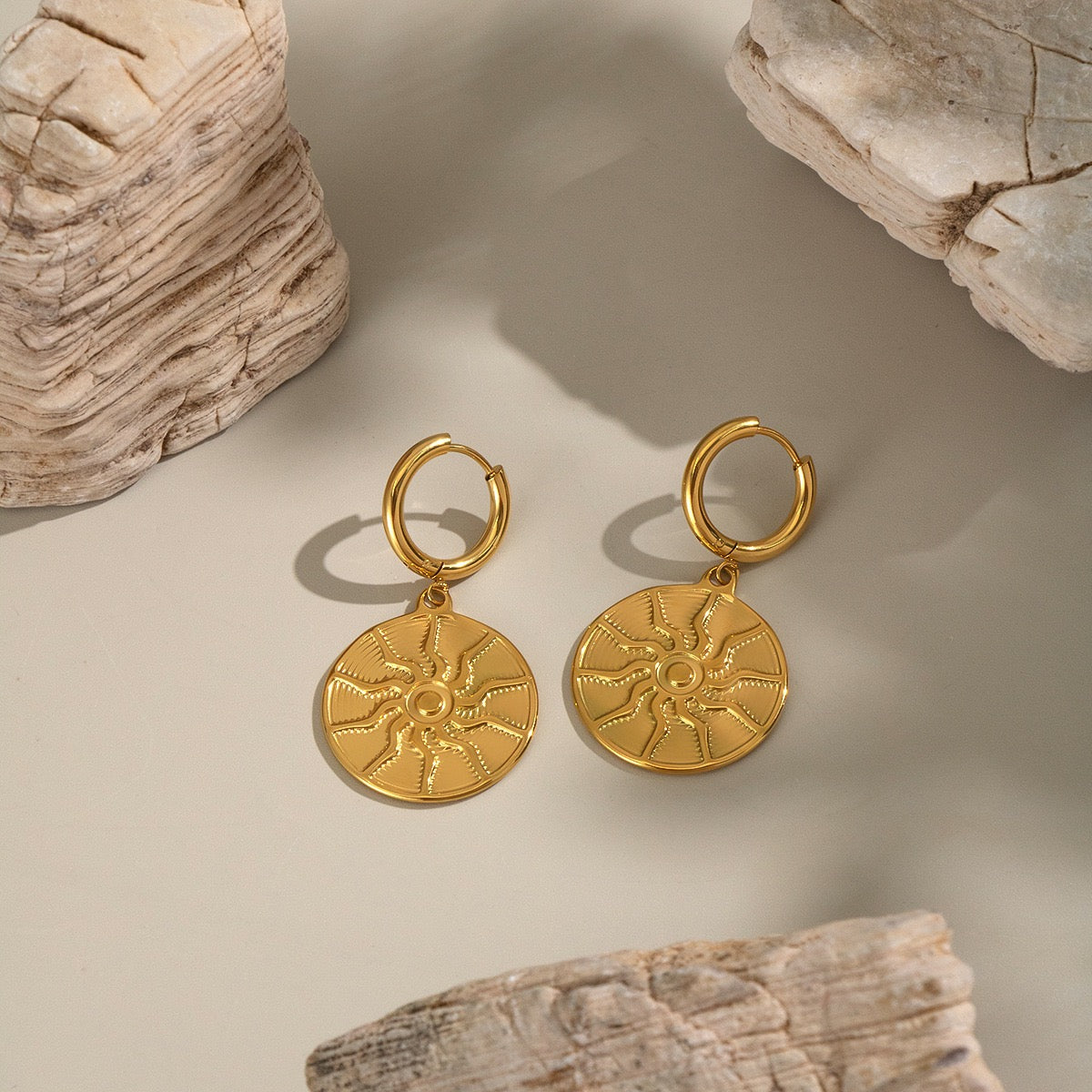 Sun hoops earrings