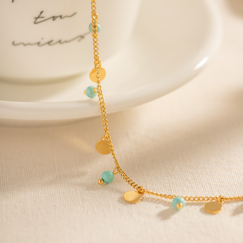 Blue turquoise medallion anklets