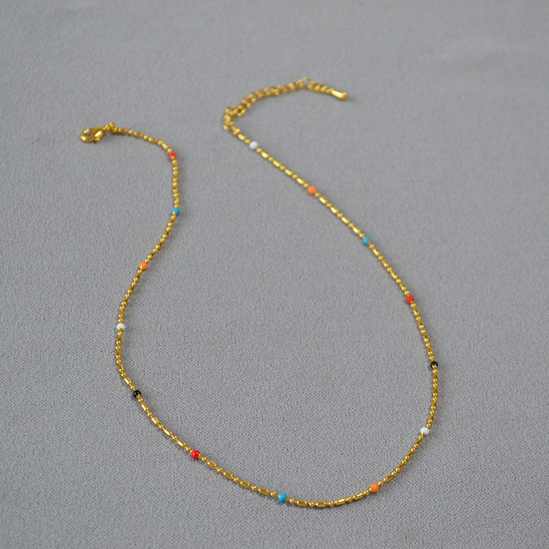 Mini gold beady necklace and bracelet