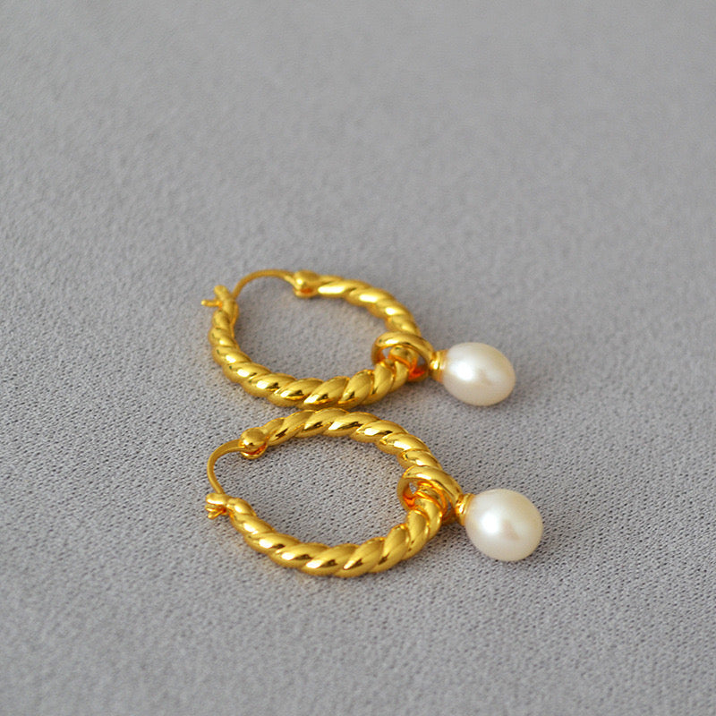 Pearl hoop earrings