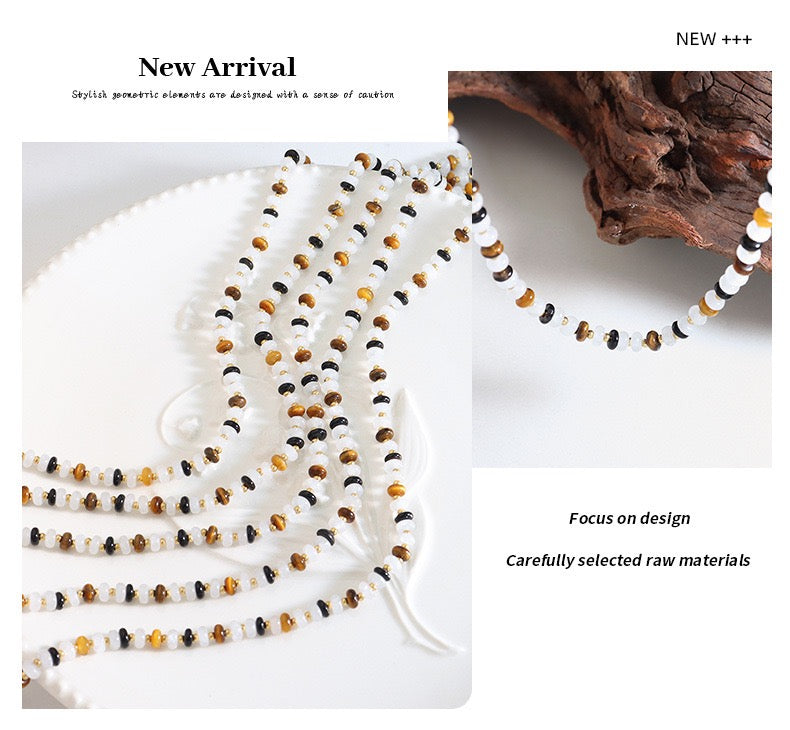 Tiger's eye agate natural stones necklace