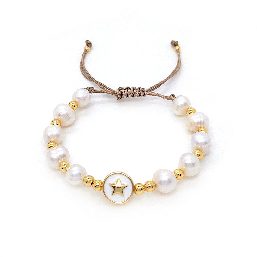 Handmade gold plated Freshwater pearls bracelet