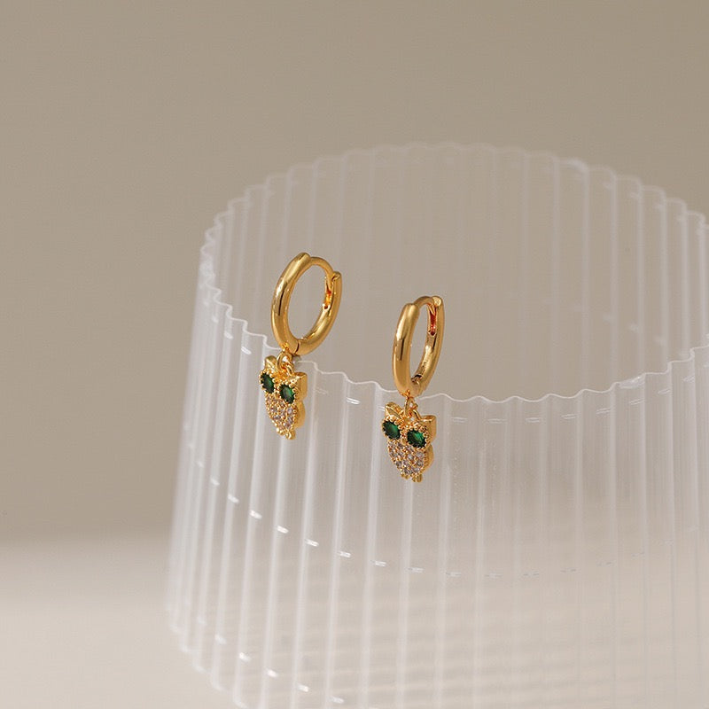 Owl gold plated hoops