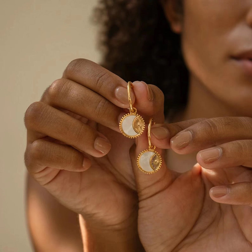 Moonlight mother of pearl hoops