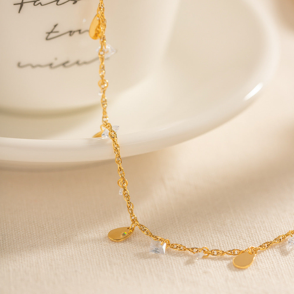 Crystal gold anklets