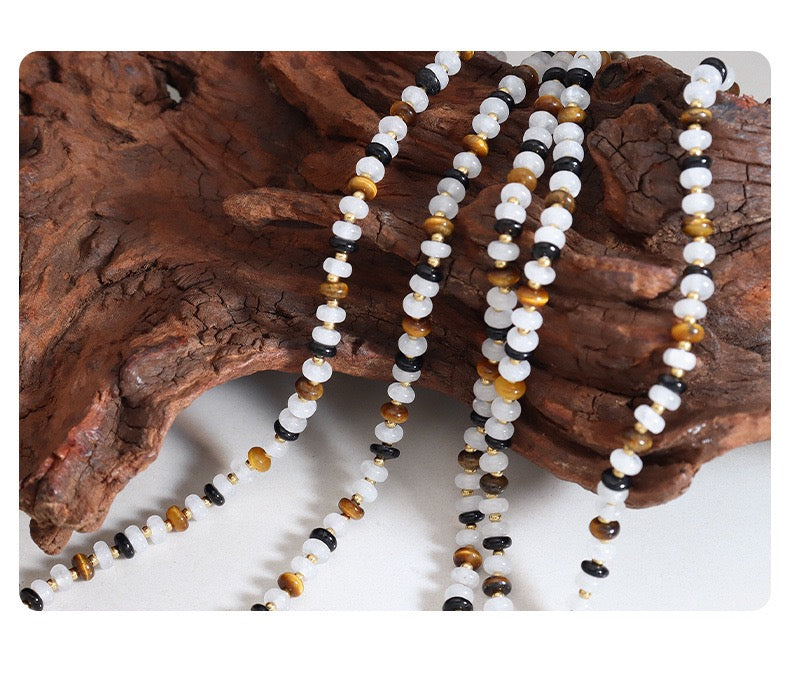 Tiger's eye agate natural stones necklace