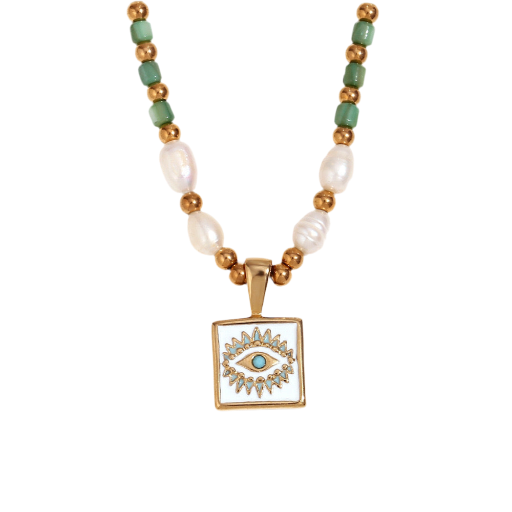Flemington Green evil eye pearl necklace