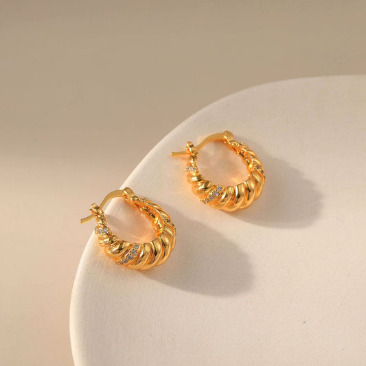 Twisty gold plated hoops