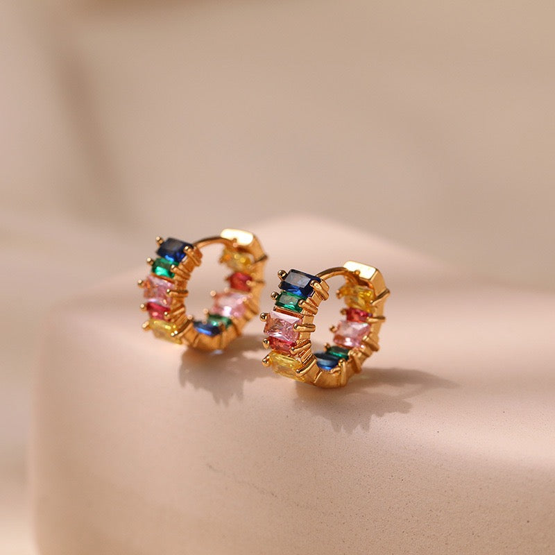 Colorful zircon hoops