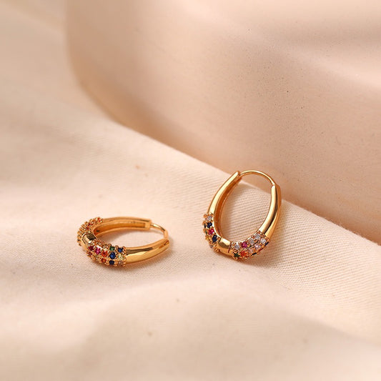 Classic zircon gold plated hoops