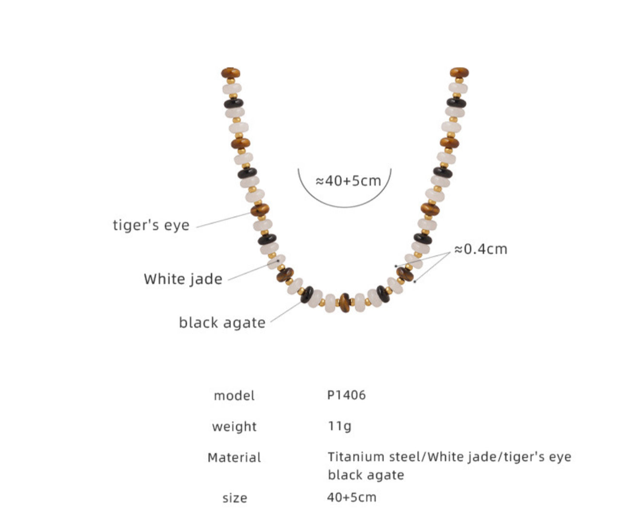 Tiger's eye agate natural stones necklace