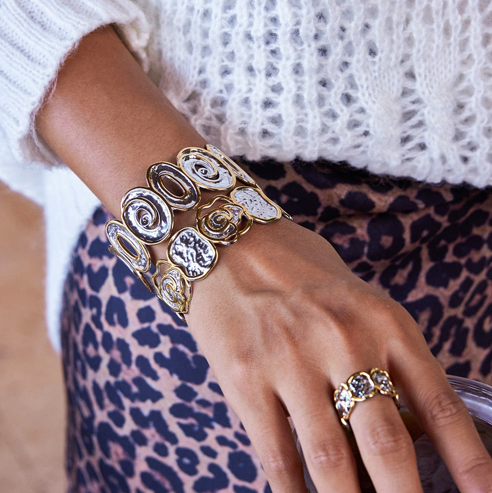 Two tones big statement bangle