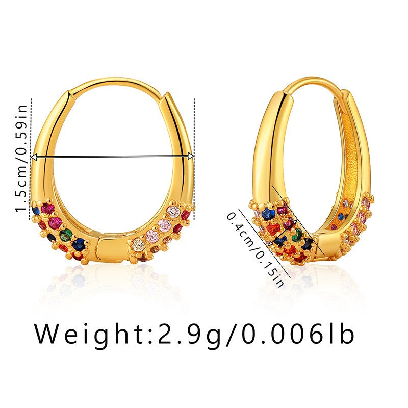 Classic zircon gold plated hoops