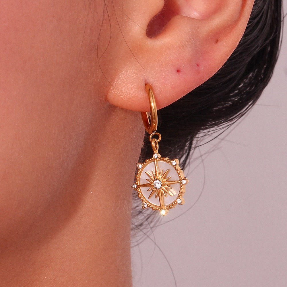 Asterisk mother of pearl hoops