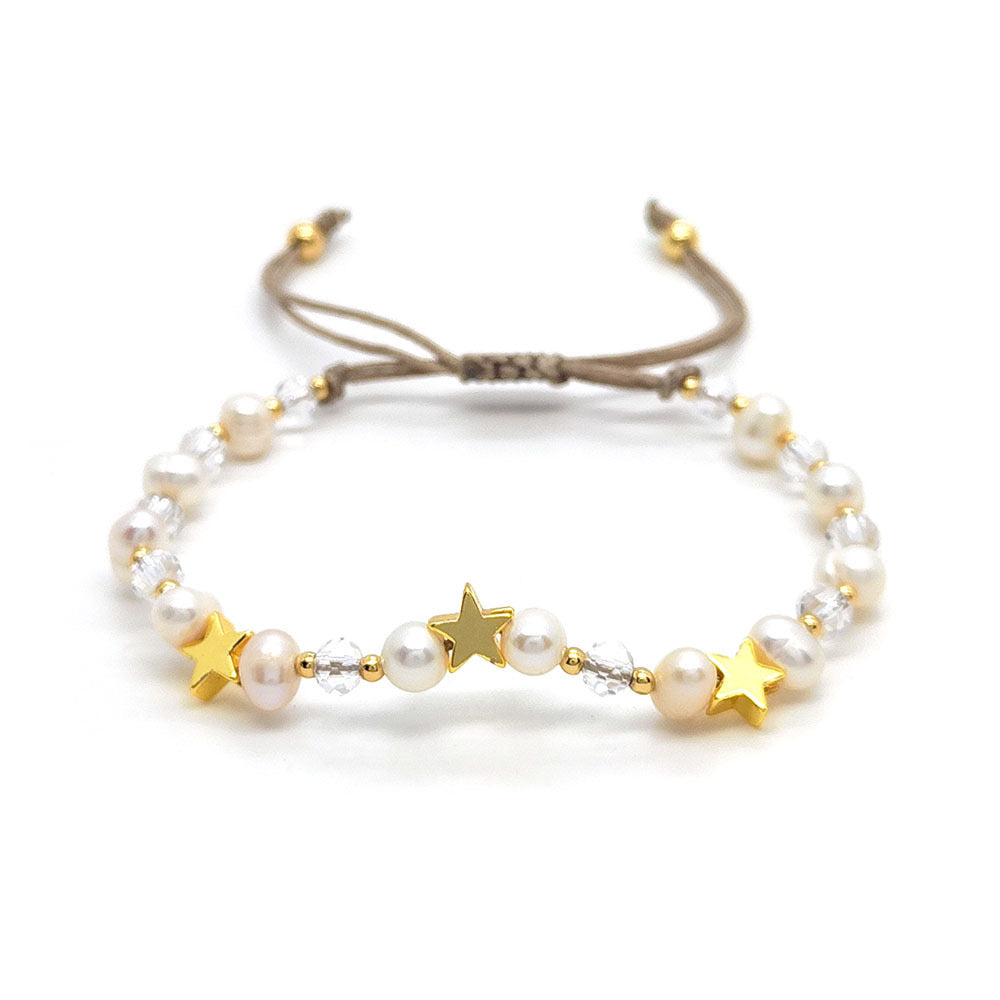 Gold plated beady pearl bracelet