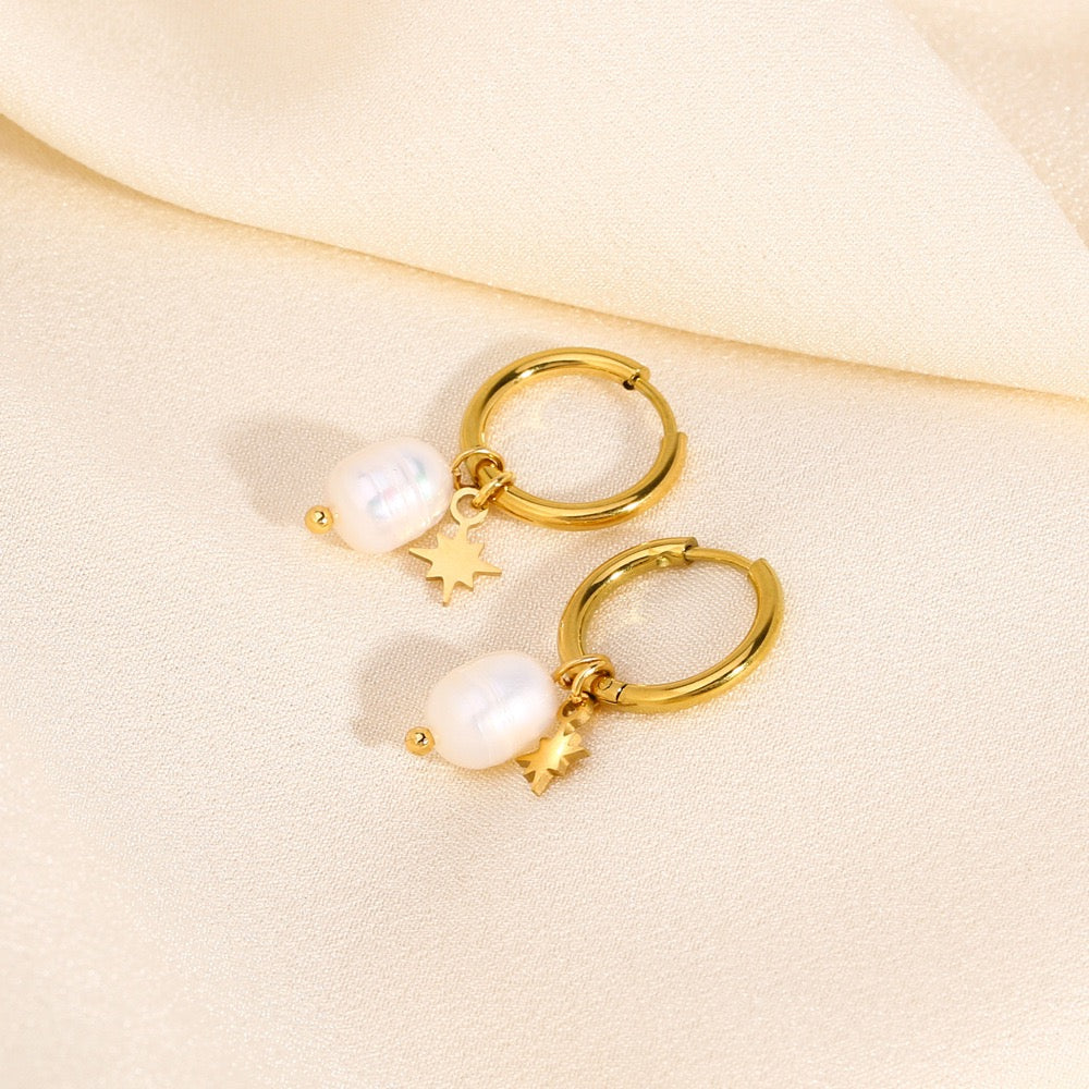 Star pearl hoops