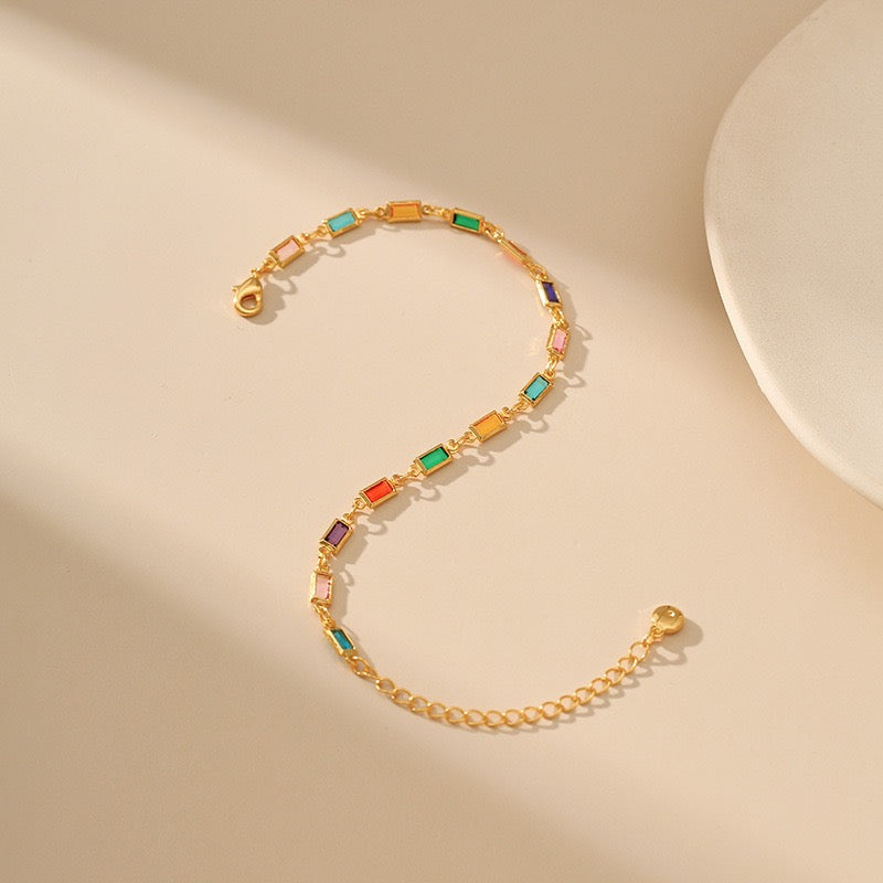 Long zircon gold plated necklace and bracelet