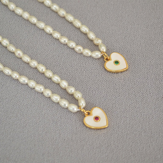 Heart pearl necklaces