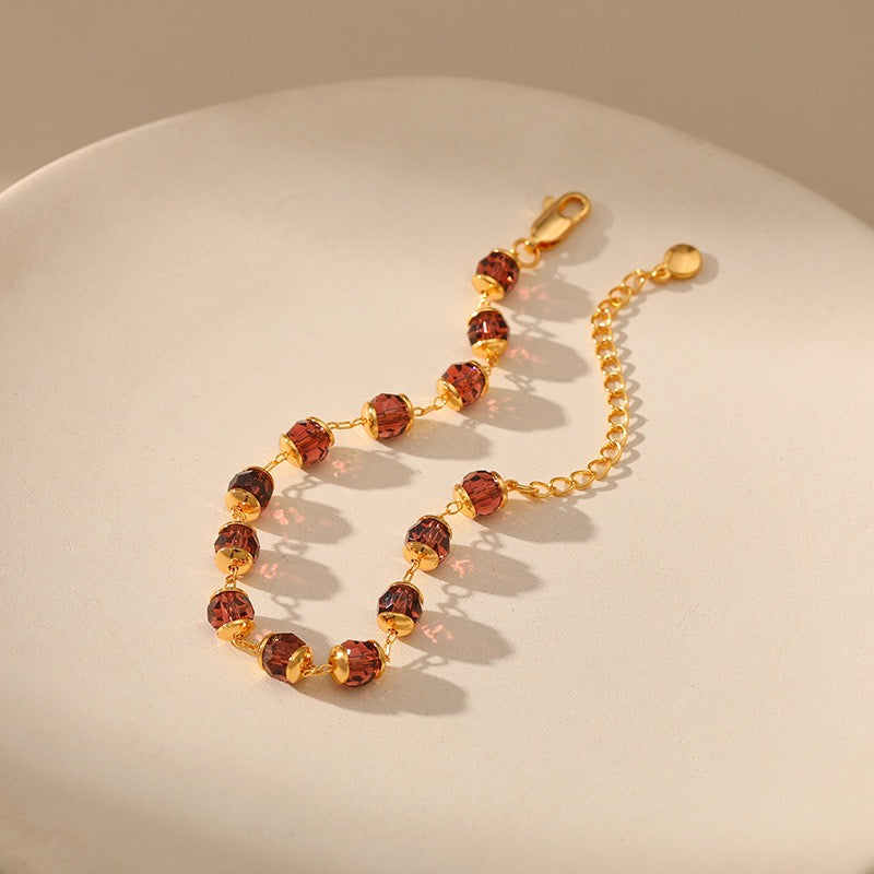 Garnet gold plated bracelet