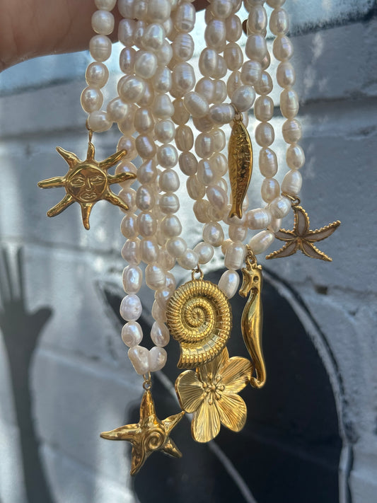 Freshwater pearl charm necklace