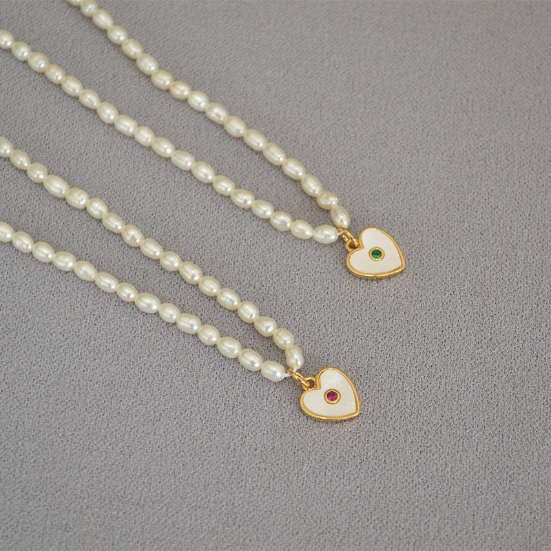 Heart pearl necklaces