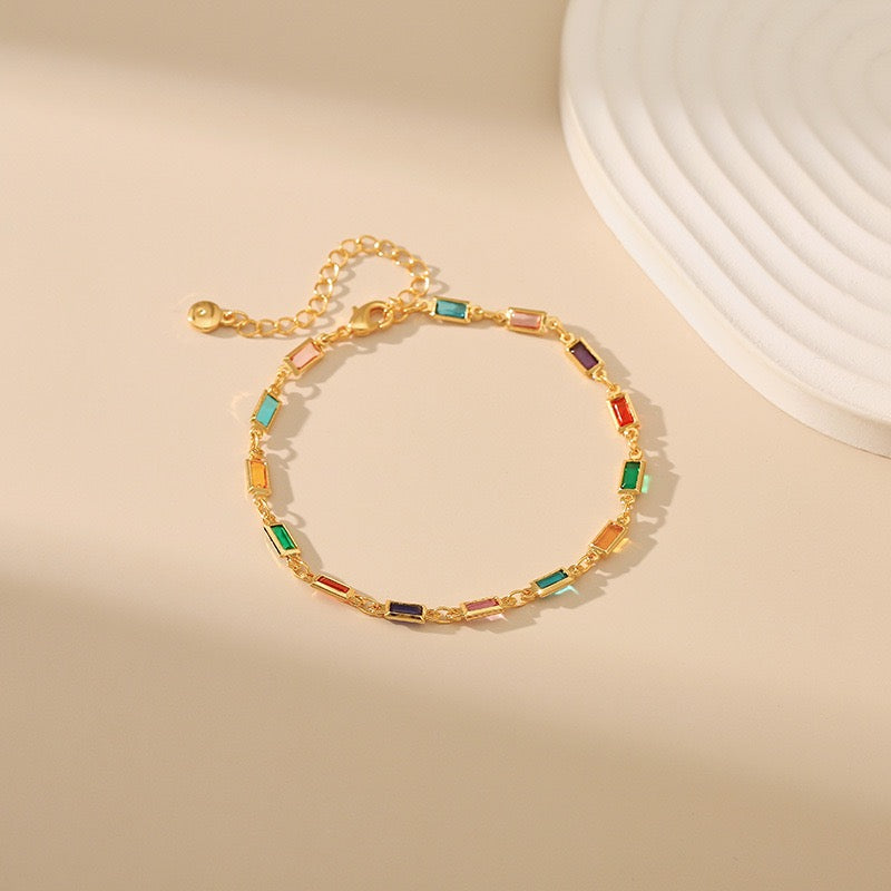 Long zircon gold plated necklace and bracelet