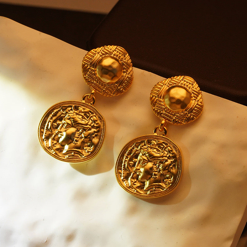 Gold coins earrings