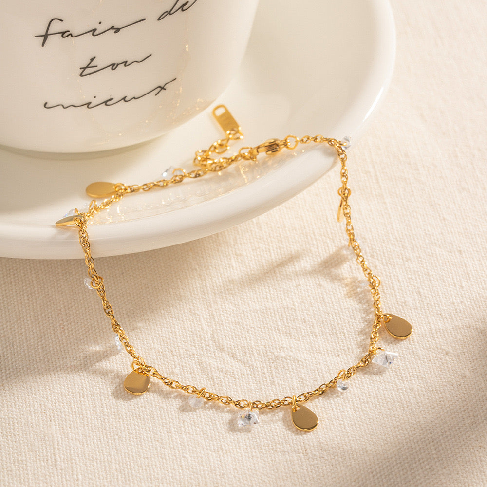 Crystal gold anklets