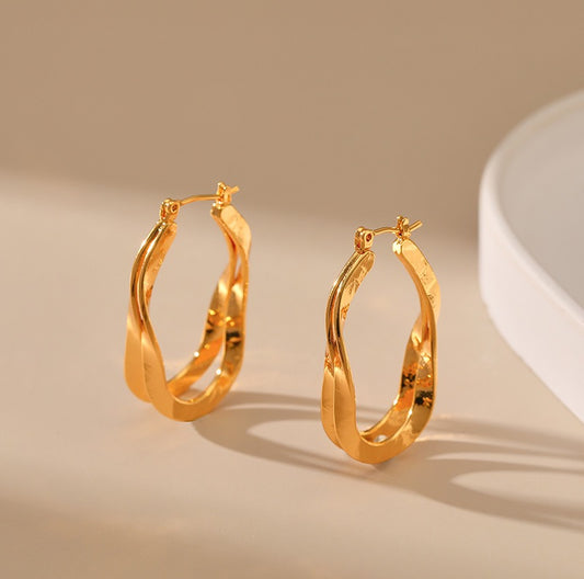 Layers gold plated hoops