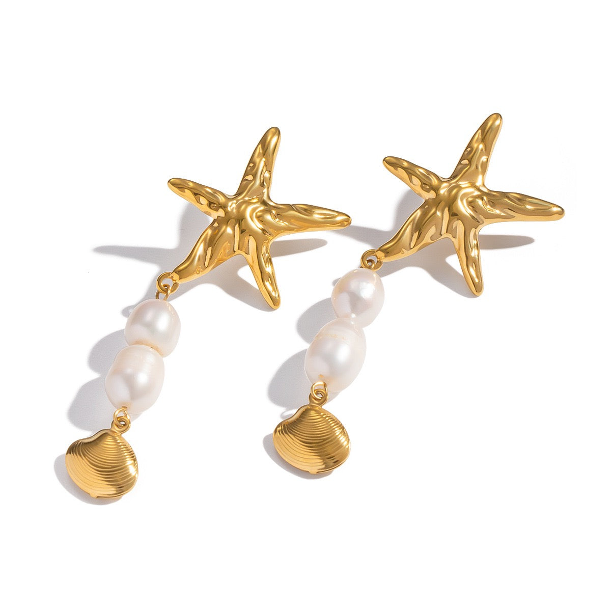 Starfish freshwater pearls earrings