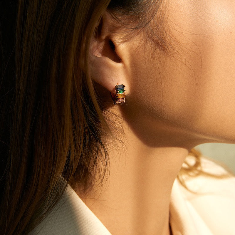 Colorful zircon hoops