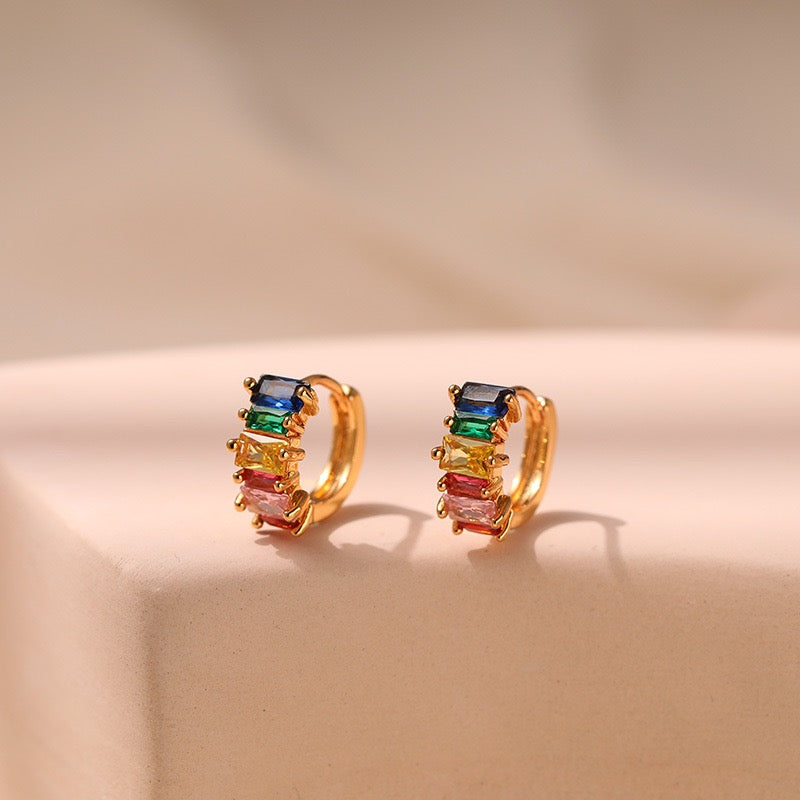 Colorful zircon hoops