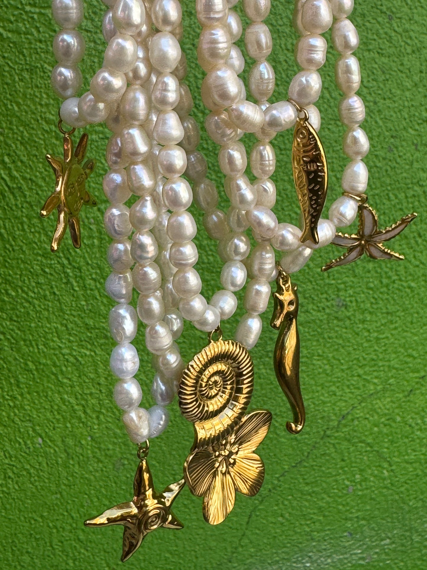Freshwater pearl charm necklace