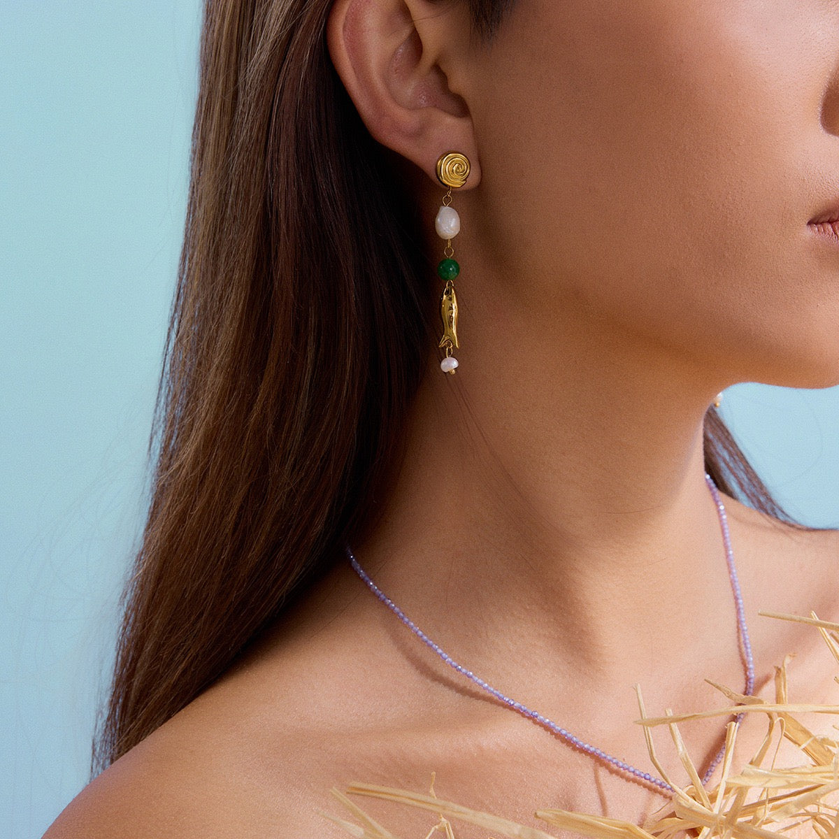 Swirl fish earrings