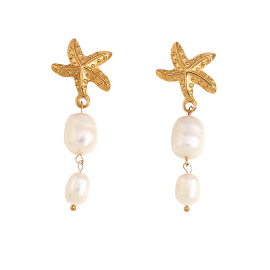 Starfish pearl earrings