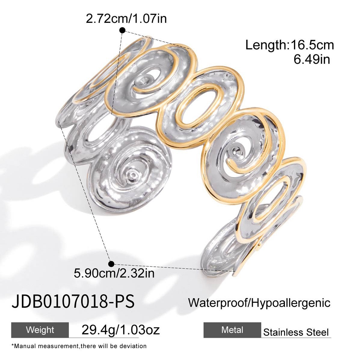 Two tones big statement bangle