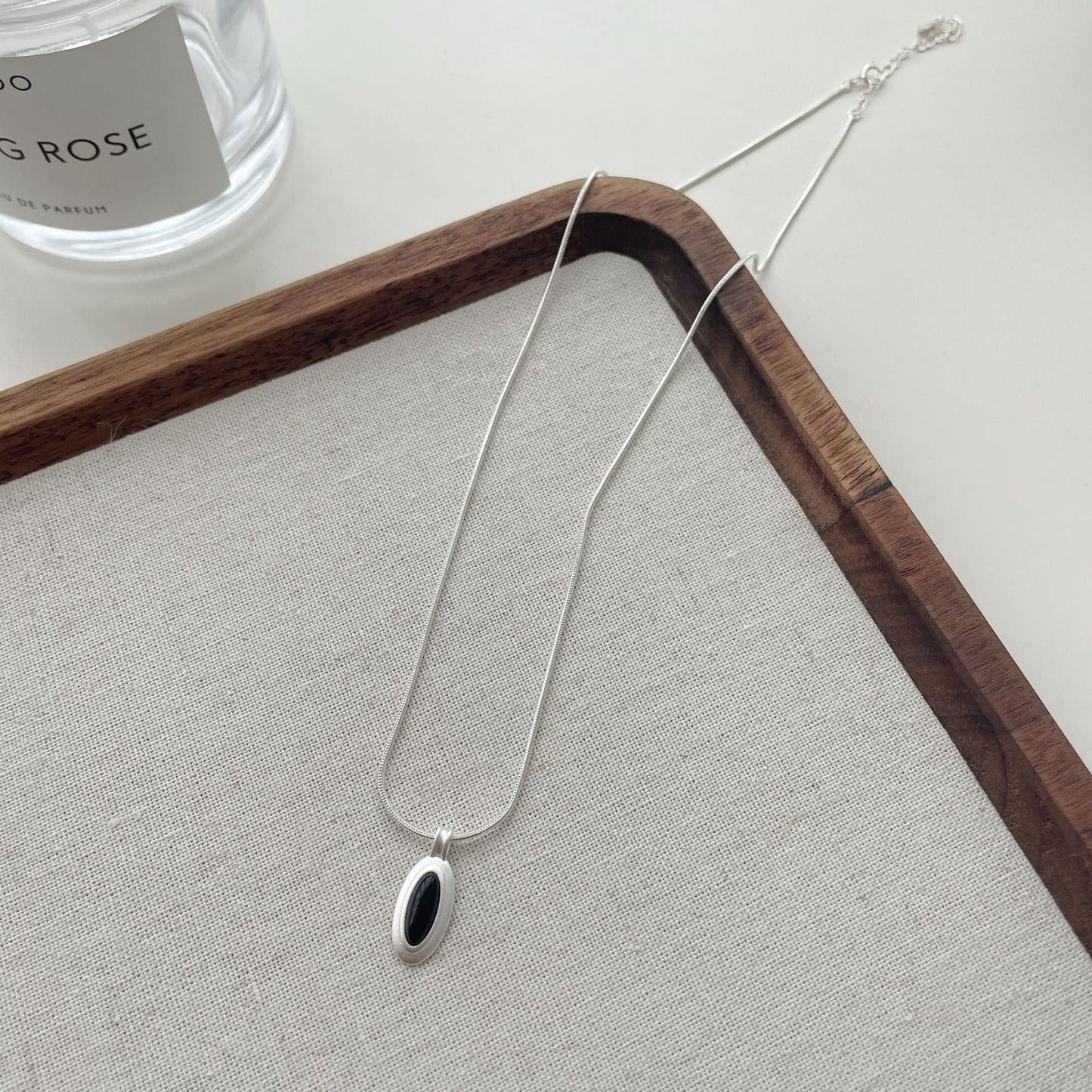 Sterling silver black spinel necklace